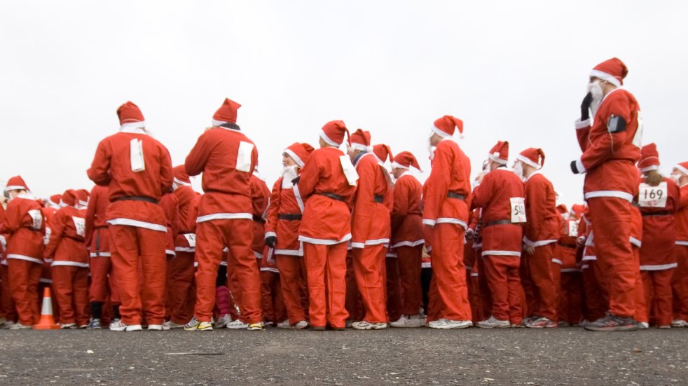 group of people dressed as santa